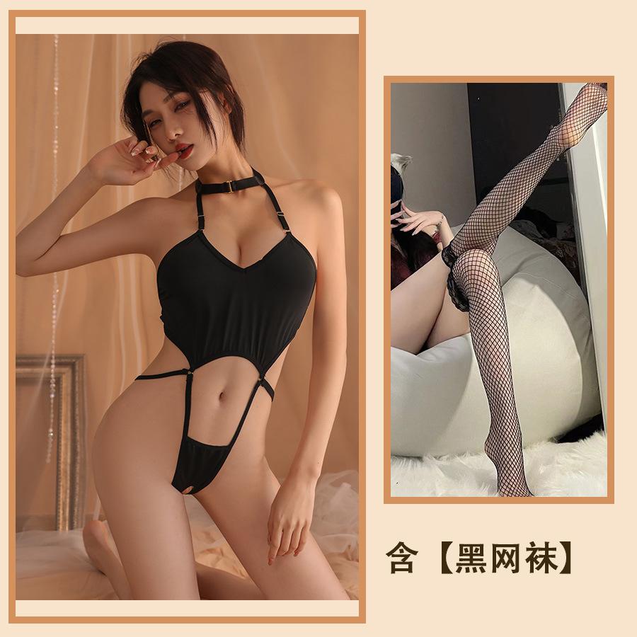 Сексуальное нижнее белье Глубокий V-образный вырез Открытый боди Свободный от соблазна Ролевая игра Горячая униформа Полый костюм