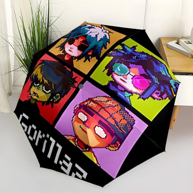 1 шт. Зонт Gorillaz с автоматическим открытием/закрытием, 8-реберный прочный каркас, компактный дорожный зонт для мужчин и женщин S1222030