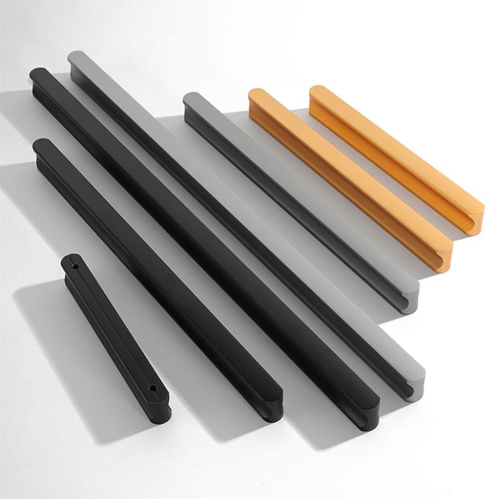 Современные алюминиево-цинковые ручки для дверей в форме стержня, ручки для ящиков, мебельная фурнитура