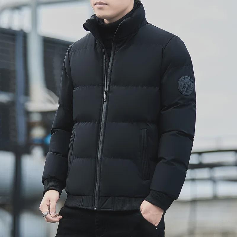 Men's Winter Thickened Cotton Coat with Velvet and Tiger Head Logo