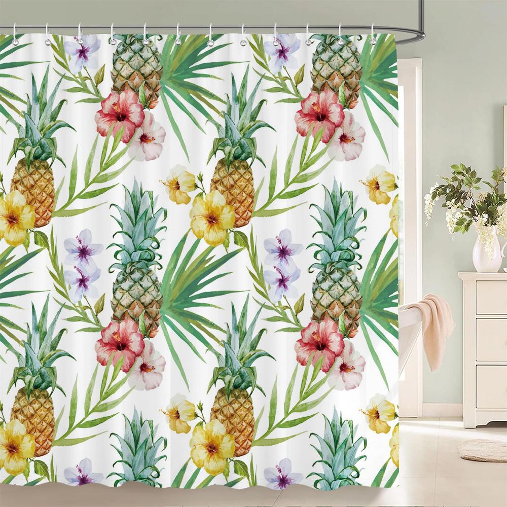 Современная занавеска для ванной с лимонами из свежих фруктов, водонепроницаемая тканевая занавеска для душа с 12 крючками, экран для ванны для ванной комнаты, домашний декор