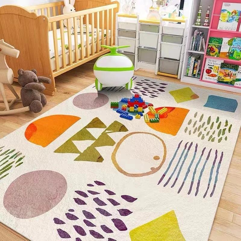Cartoon Kids Crawl Mat – Soft Plush Area Rug for Children's Bedroom Living Room, Shock-Absorbing Floor Carpet Non-Slip Play Mat