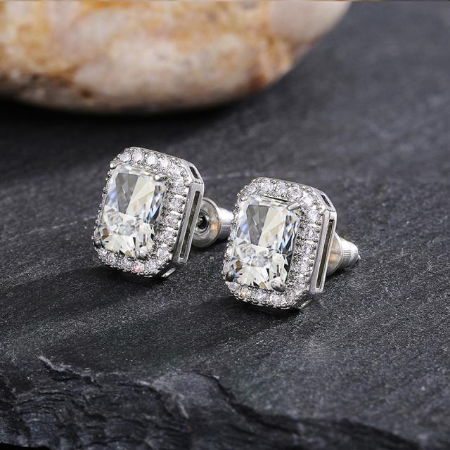Gorgeous Green Cubic Zirconia Stud Earrings for Women Noble Wedding Party Earring Fine Birthday Gift Lady Fashion Jewelry