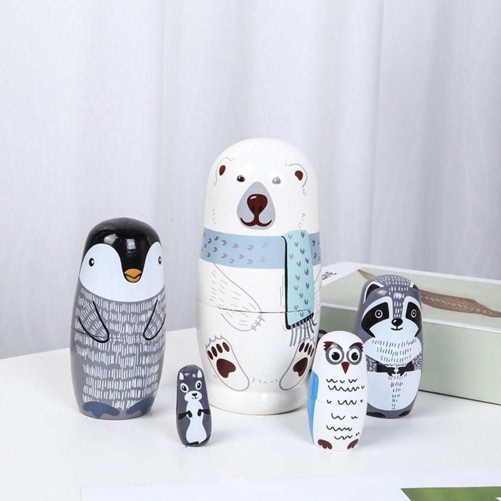 Collection Wooden Matryoshka Toys Figurines Handmade Stacking Dolls  Home Bedroom