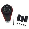 Universal Car Gear Shift Knob Gear Stick + Boot Set 5 / 6 Speed Manual Shifter Lever Black Red Line Stitche PU Leather
