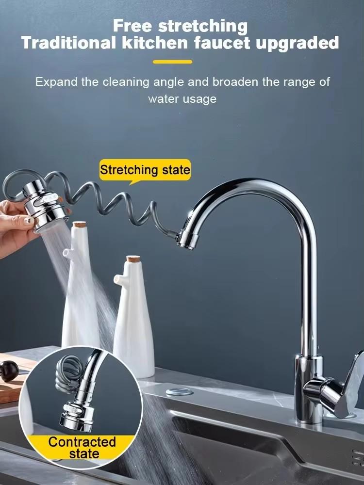 Upgraded 3 Modes Kitchen Faucet Extender with Stretchable Hose Bathroom Sink Sprayer 360 Degree Rotation Tap Filter Extender