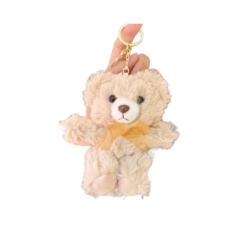 Teddy Bear Cartoon Plush Toy Bow Decoration Animal Doll Keychain Kid Pendant