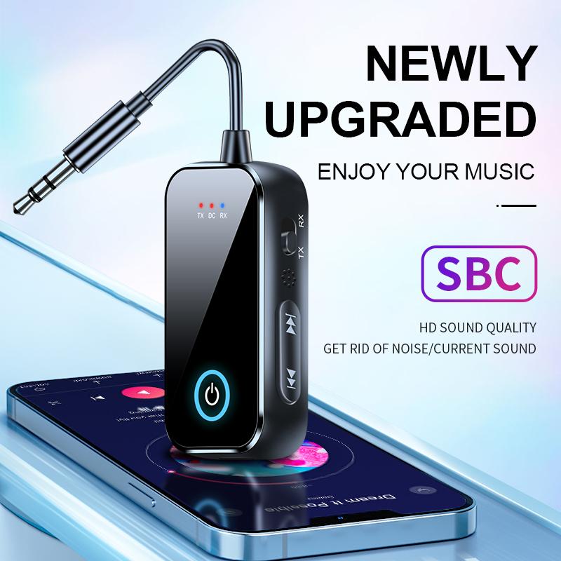 Bluetooth 5.4 AUX аудио передатчик приемник 2 в 1 беспроводной адаптер 3,5 мм с микрофоном HiFi стерео музыка для автомобиля ТВ ПК самолет динамик наушники