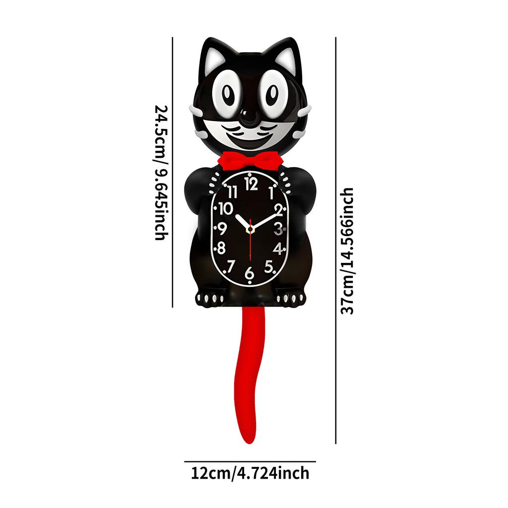 Wall Clock Creative DIY Cat Acrylic Wall Clock with Swing Tail Pendulum for Living Room Bedroom Kitchen Home Décor