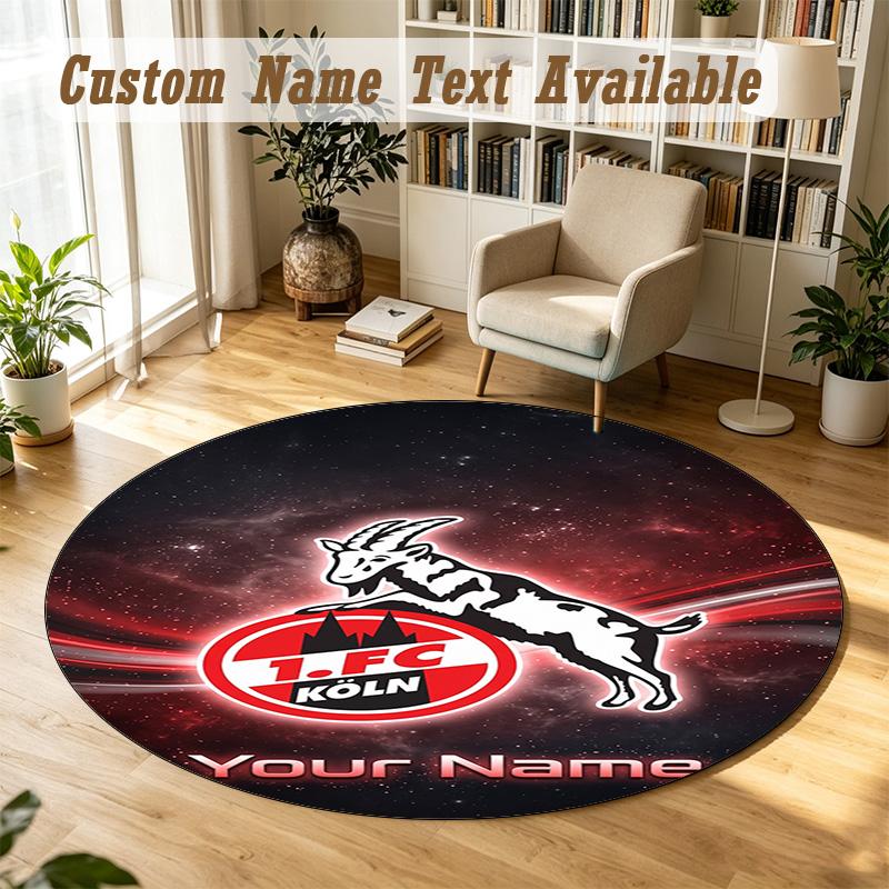 Round Rug Custom NameFC Köln Pattern Non Slip Carpet Home Floor Decor