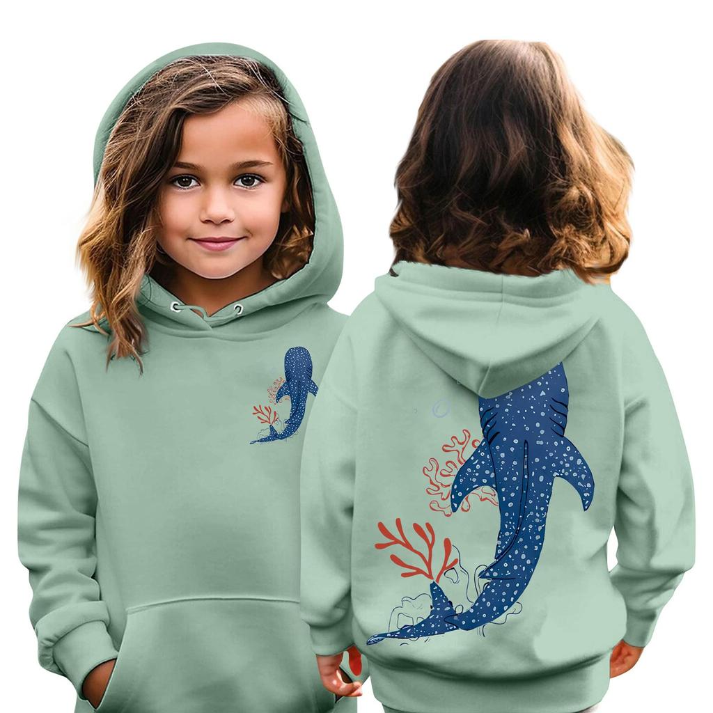 Детские толстовки, свободная спортивная рубашка с капюшоном и принтом, модная спортивная рубашка