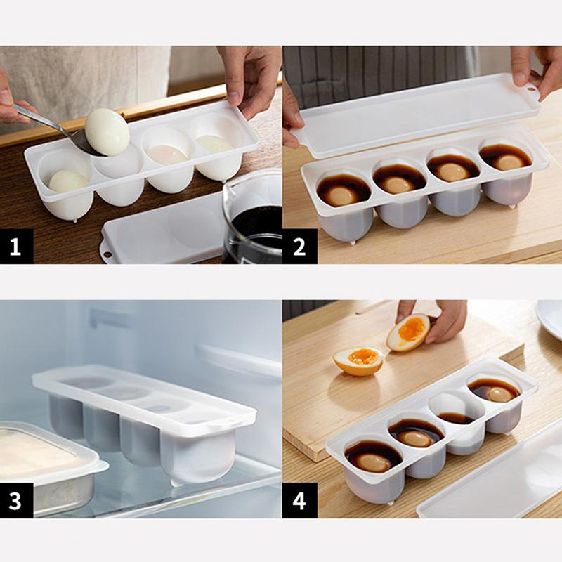 Коробка для приготовления вареных яиц, герметичная коробка для тушеных яиц с отделениями для мягких, средне-твердых вареных яиц, 4 сетки, кухонные гаджеты