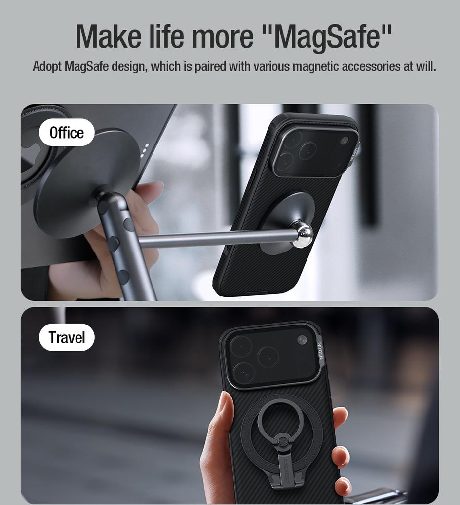 Nillkin for iPhone 17 Pro Max / 17 Pro case CamShield Prop Magnetic Adapt Camera Cover Transparent Stand Magsafe Phone Case