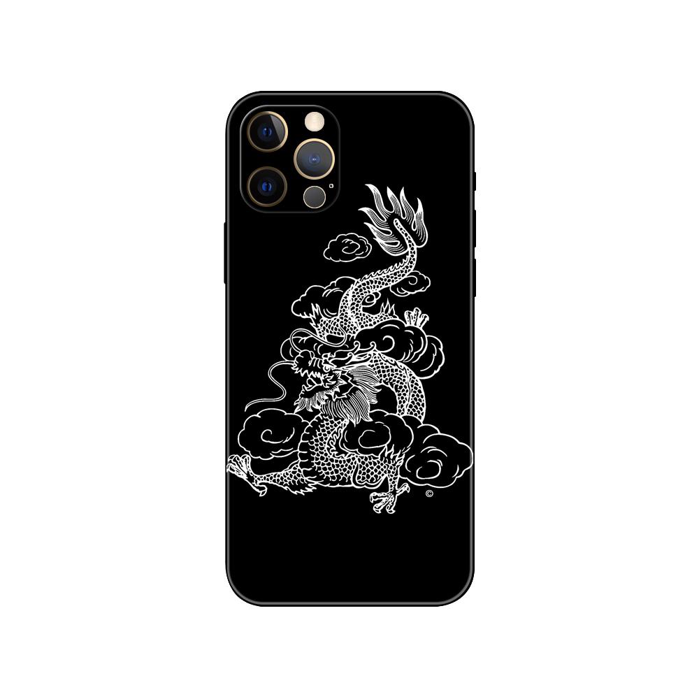 Дизайнерский чехол для телефона с китайским драконом для iphone 5 5s 2020se 6 6s 7 8 plus x 10 XR XS 11 12 13 mini pro MAX, черная задняя крышка из ТПУ