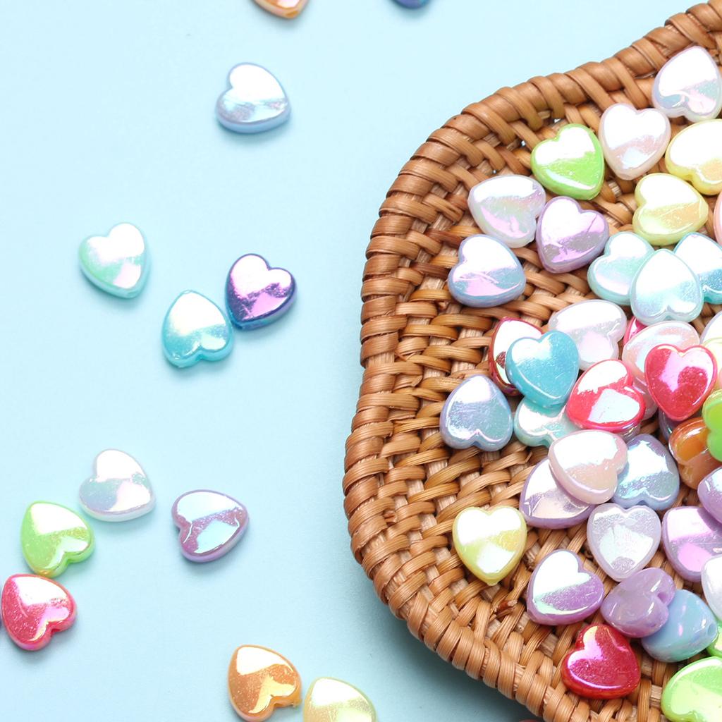 DIY For GIFTS Jewelry Making AB Color 100Pcs Handmade Accessories Heart Acrylic Beads Home