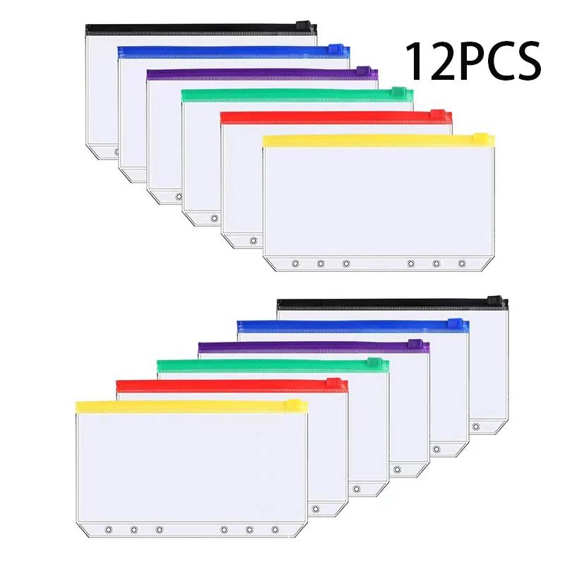Карманы для папок A6 с 6 отверстиями на молнии Карманы для папок Водонепроницаемые ПВХ Конверты для денег Бюджетная сумка для блокнота Планировщик