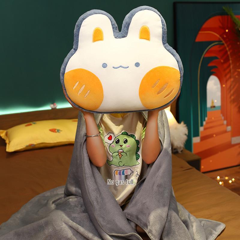 Cute Cartoon 3-in-1 Pillow Blanket: Backrest, Car, Office Nap Essential