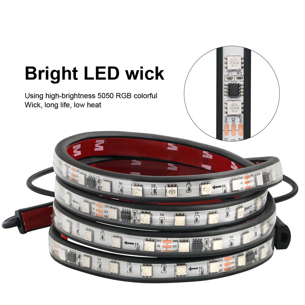 Светодиодные ДХО для грузовиков, Предупреждающий свет, RGB, Цветные, Гибкие, Стример, 1 м, 1,5 м, 2 м, Световая панель, Атмосферная лампа с пультом 24 В