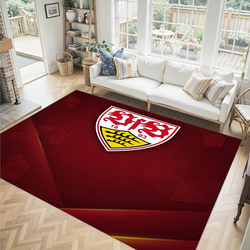 VfB Stuttgart Design Crystal Velvet Carpet Cozy Non?Slip Printed Rug For Bedroom Living Room Entrance
