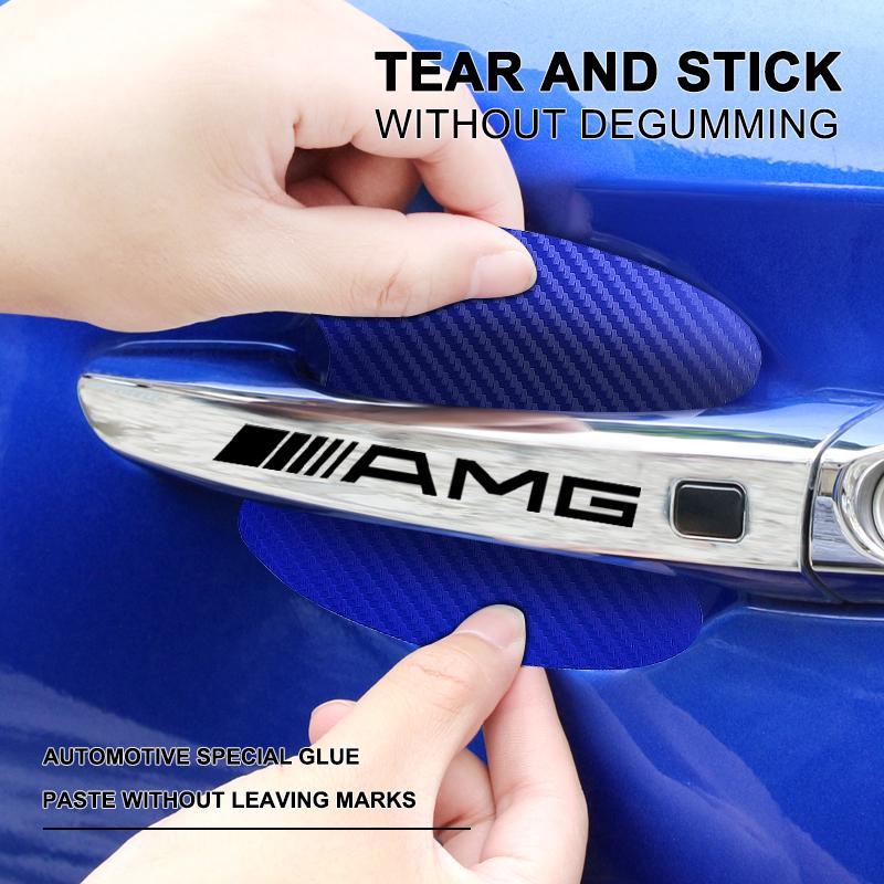 Наклейка на дверь автомобиля Углеродное волокно Царапины Защитная пленка для ручки автомобиля Для Mercedes Benz AMG GLE GLS GLC CLA GLB ML C500 C200 C300 W204 W206 W212 W203