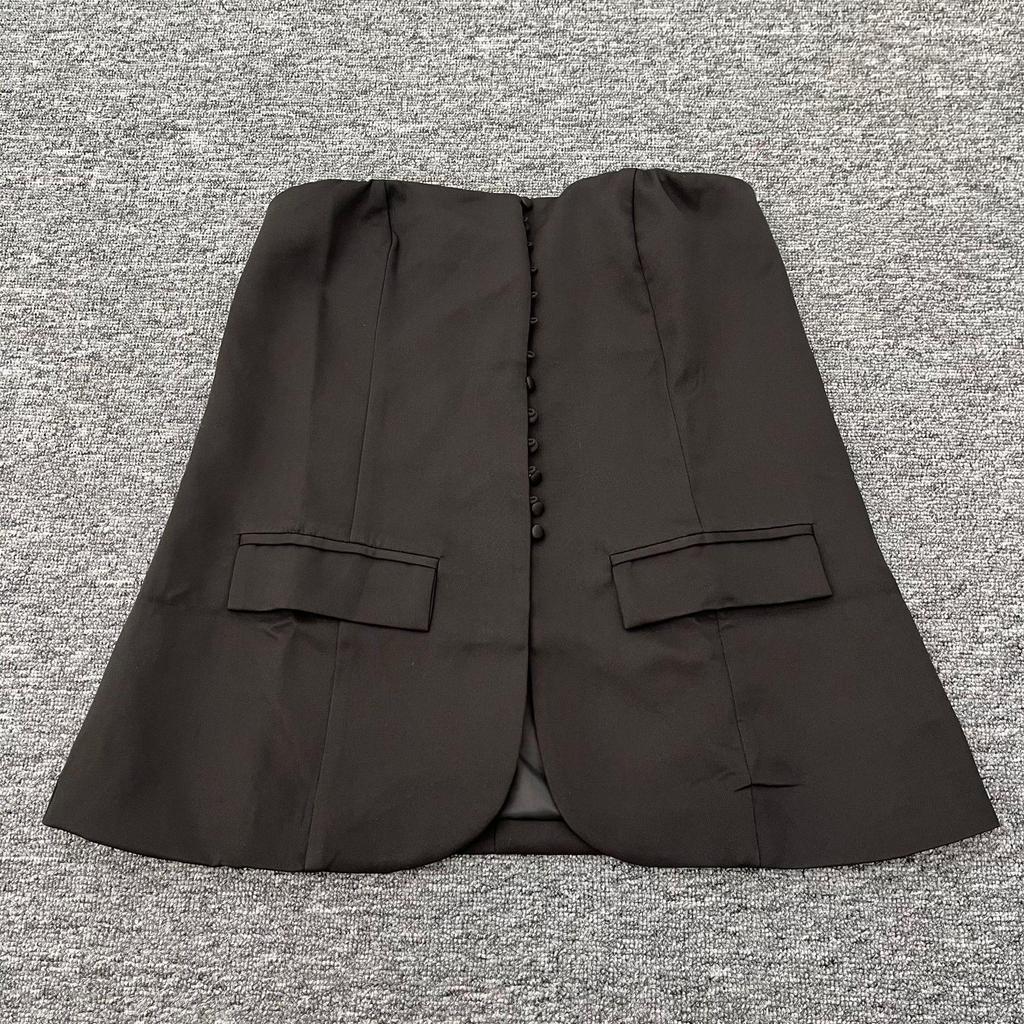 2024 Женский приталенный жилет без бретелей, подчеркивающий талию, с простыми пуговицами в ряд для осени/зимы