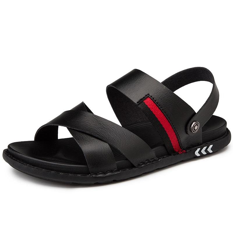 Летняя обувь для мужчин 2024 года, дизайнерские повседневные кожаные пляжные сандалии на плоской подошве из вспененного материала, роскошные кроссовки, мужская обувь, мужские черные тапочки
