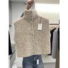 Women Spring Knitted Open Cardigan Sweater Design High Collar Sleeveless Vest Casual Commute Fit Outerwear