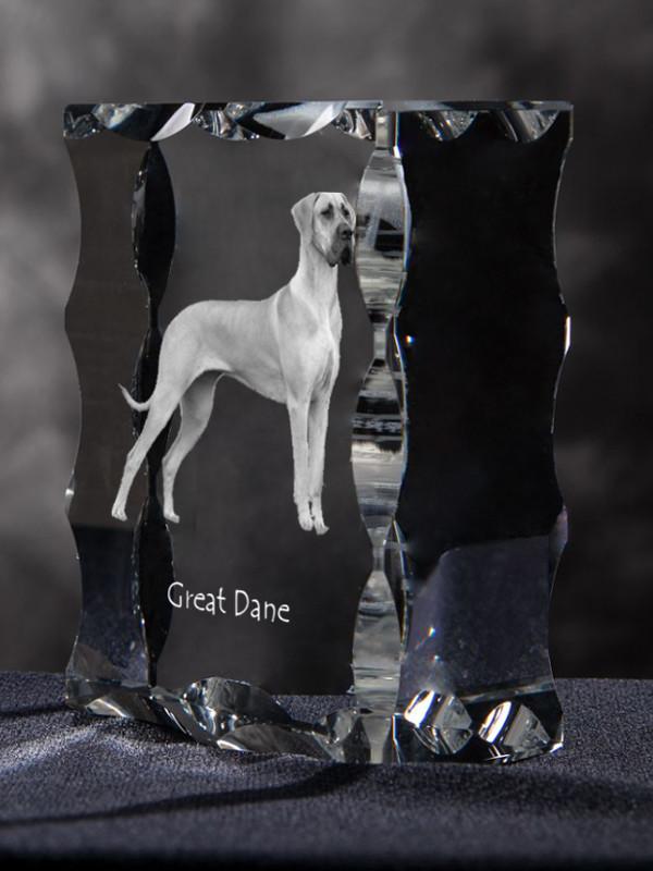 Great Dane - crystal with a picture of a dog, glass statuette with a picture, unique frame with a picture from Art-Dog brand