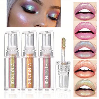 Chameleon Lip Glaze Блеск для губ Тени для век, хайлайтер для лица Увлажняющая жидкая помада с бриллиантовым мерцанием, блеск для губ Aurora Dazzle для вечернего ежедневного макияжа