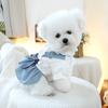 Reusable Pet Denim Dress Washable Pet Skirt Portable Dog Denim Skirt  Outing