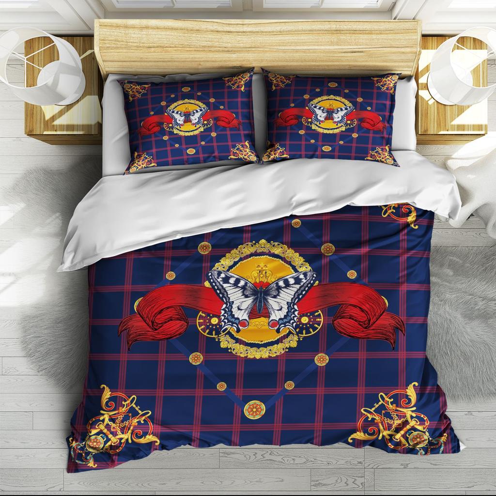 Digital Printing Three-Piece Set Retro Pattern Quilt Cover Sheets Can Be Determined