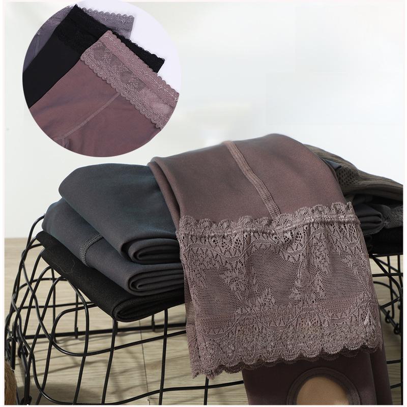 Серые кружевные леггинсы стюардессы с высокой талией: Тонкие, прозрачные колготки для весны, осени и зимы.