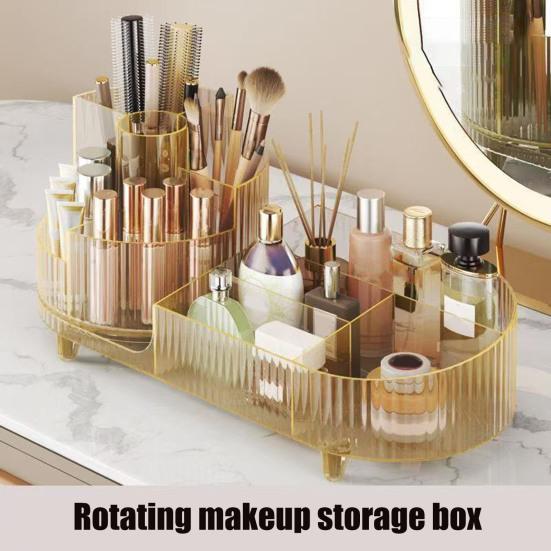 Органайзер для хранения косметики с 9 отделениями, большая вместимость, прозрачная вращающаяся на 360 градусов полка для хранения косметики