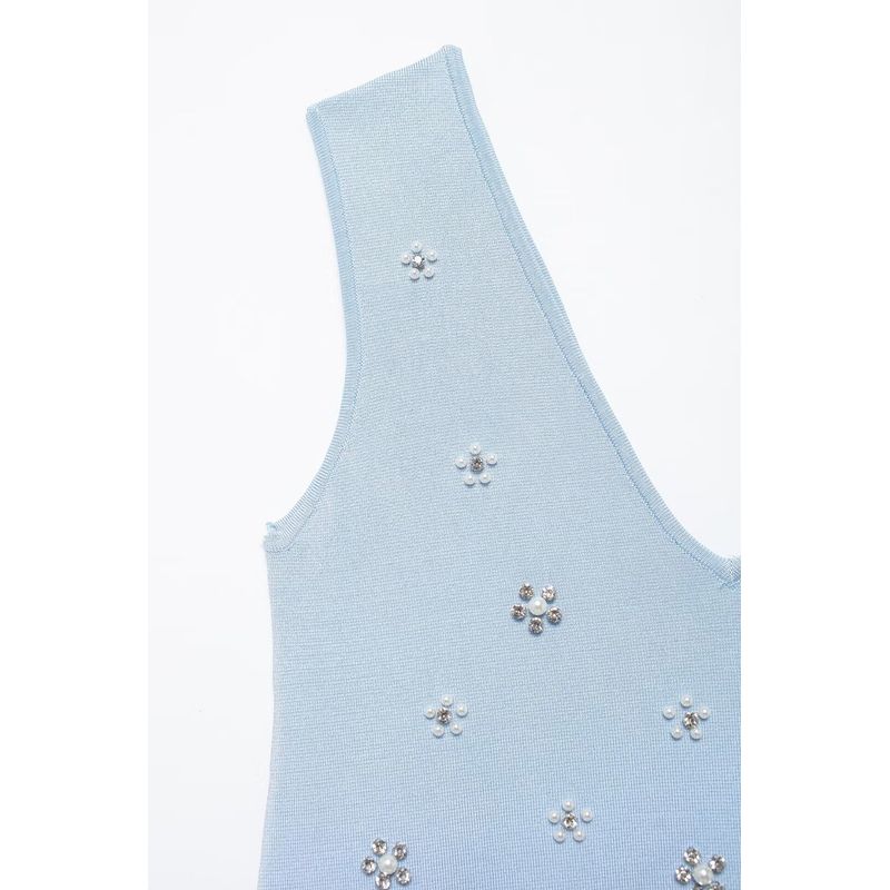 Kaslead New Arrival Women's Fashion Style Fashion Jewelry Beading Knitting Mini Dress 2142081