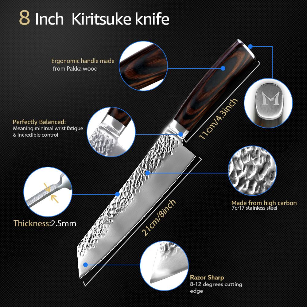 Кухонный нож 8 дюймов профессиональный японский шеф-поварской нож 7CR17 440C высокоуглеродистая нержавеющая сталь мясницкий нож-ломтерезка сантоку