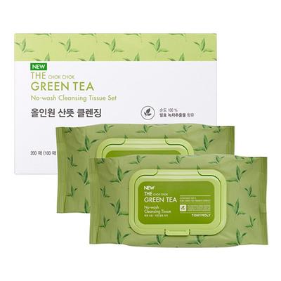 Набор очищающих салфеток Tony Moly The Moist Green Tea No-Wash, 100 листов, 2 шт.
