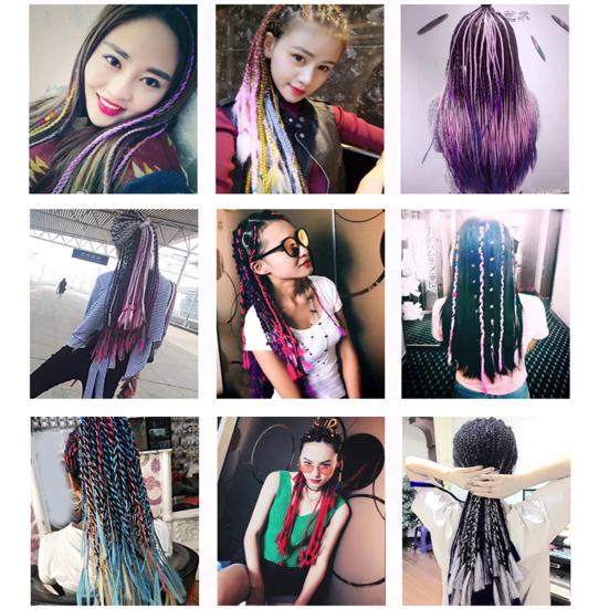 Градиентный цветной парик для женщин, плетеное наращивание волос для клуба