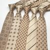 Rice Apricot Tie, Trendy Men'S Formal Wear, Business Casual Fashion Pattern, Warm Yellow Champagne Gold Hand Hit 8Cm Wide