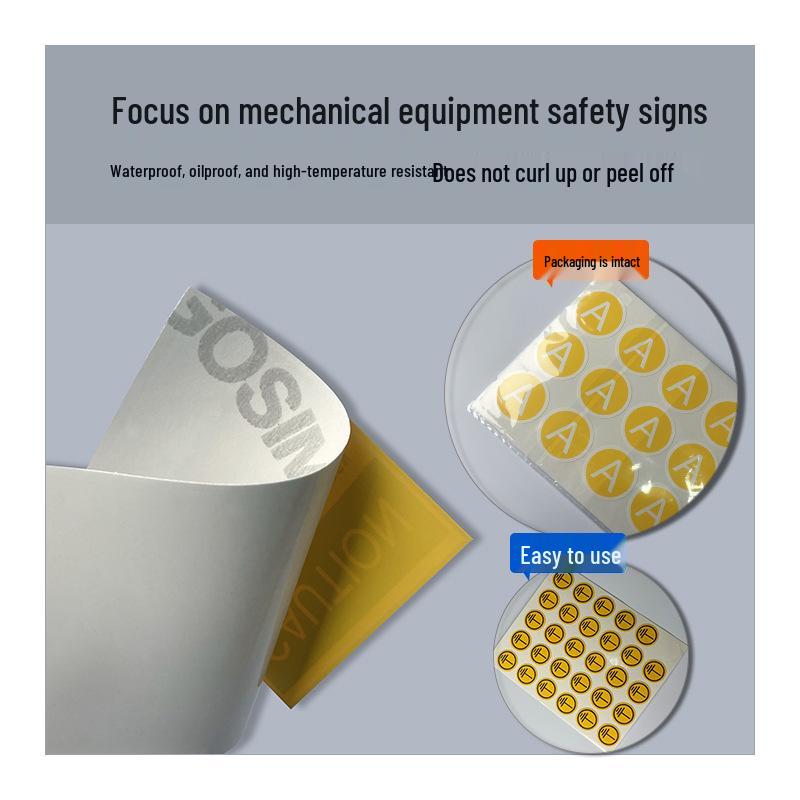 START English Mechanical Safety Warning Label - Waterproof PVC Sticker, 40×15MM