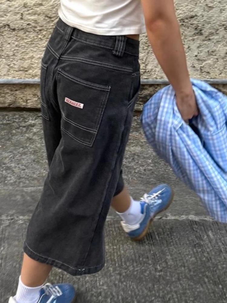 Y2k винтажные мешковатые уличные джинсы женские Harajuku большие классные шорты для девочек новые летние высокие уличные повседневные модные джинсовые брюки