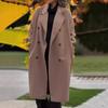 Женское шерстяное пальто осень-зима двубортное пальто с лацканами свободного кроя однотонное теплое длинное пальто для повседневной носки в офисе