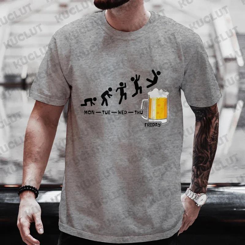 Мужские футболки Happy Friday Beer Смешные графические футболки Weekend Drinking Lover Party Tees Y2k Мужская свободная одежда Streetwear