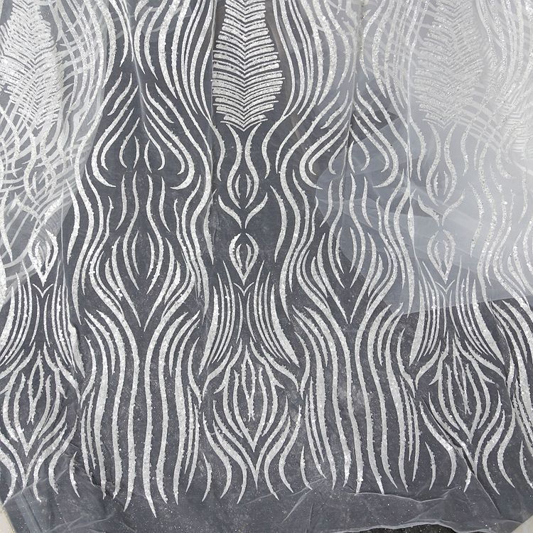 Shiny and anti-pilling embroidered lace fabric suitable for wedding dresses formal gowns and DIY handmade clothing fabrics