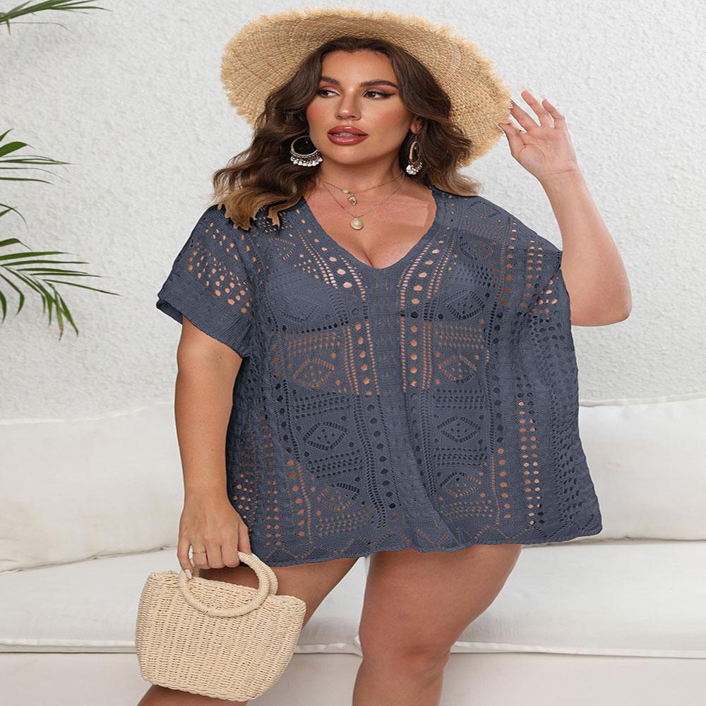 Женская пляжная накидка с вырезом, вязаный свитер, пляжный отдых, бикини, накидка