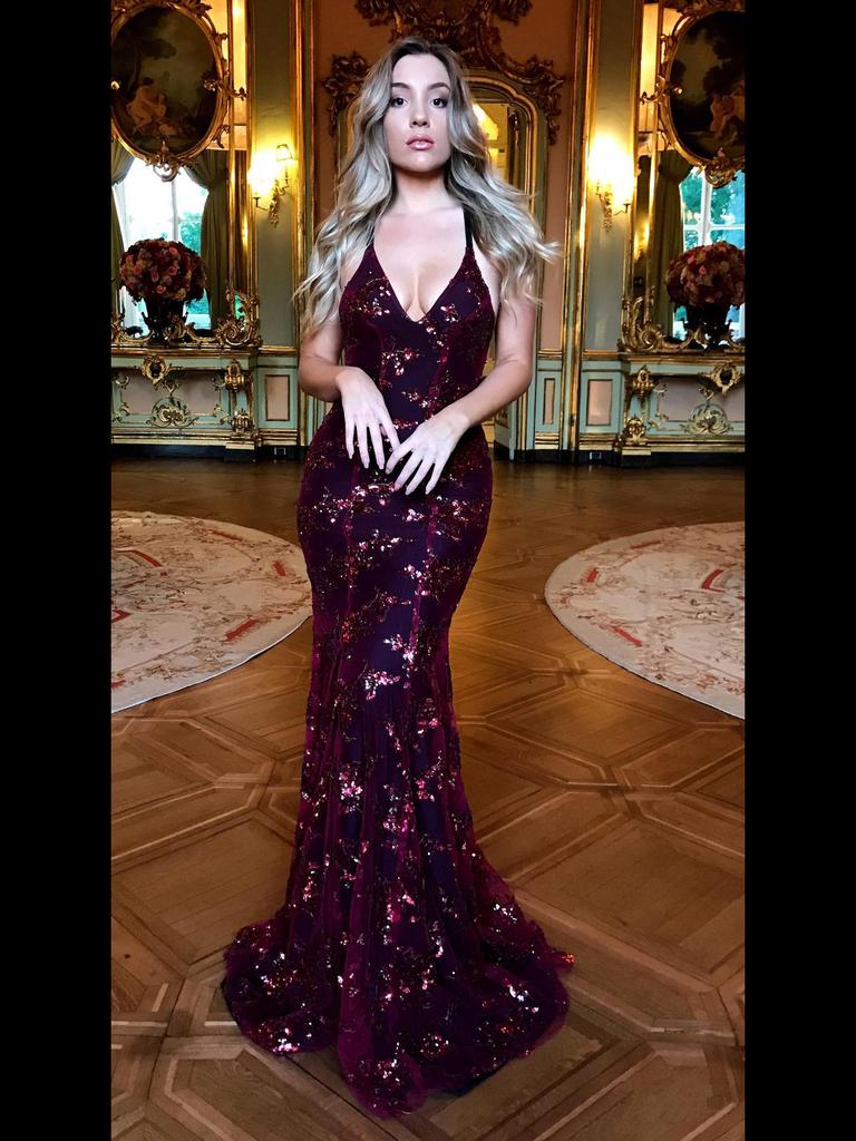 Женское платье с V-образным вырезом, открытой спиной, пайетками и шнуровкой, коллекция 2025 г.