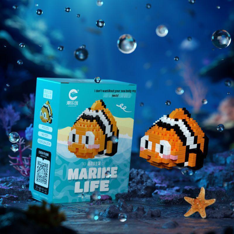 Совместимо с Lechaochao Lechuang Shark Model Marine Life Building Blocks Toy для детей