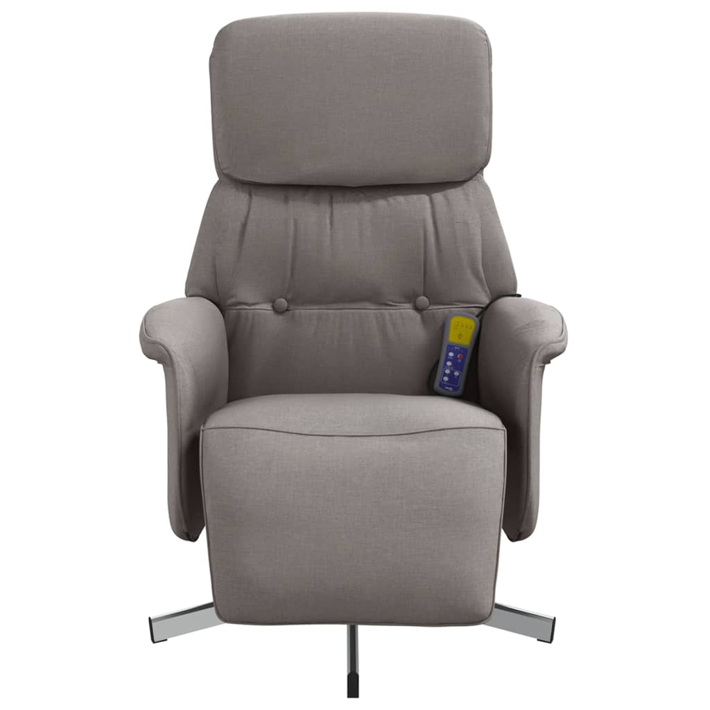 Massage Chair with Footrest Taupe Fabric