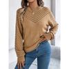 Elegant Round Neck Hollow Out Long Sleeve Pullover Sweater Women 2025 Fashion Sweet Autumn and Winter Casual Knitted Tops Solid Color Office Clothing