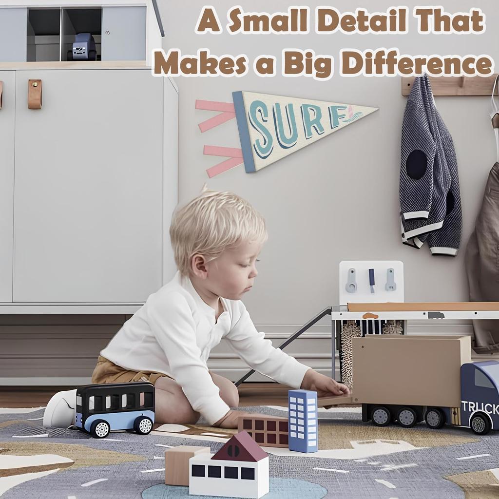 Coastal Granddaughter Room Decor, Surf Pennant Felt Banners Flags, Nautical Coastal Ocean Nursery Wall Hanging Banner for Toddler Girls Room Bedroom