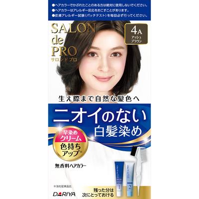 Salon de pro Fragrance-Free Hair Color Fast Dyeing Cream (для седых волос) 4A Пепельно-коричневый 40г+40г (Квази-лекарство) Крем-краска для седых волос